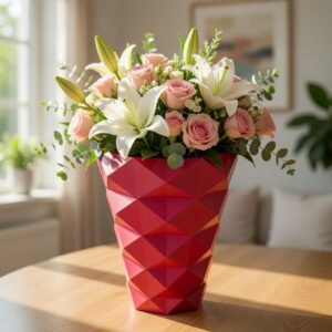 vaso coração geométrico